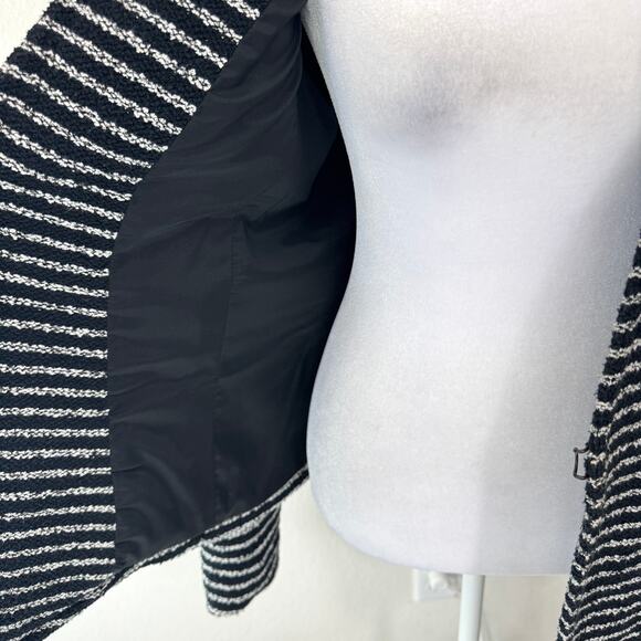 Theory Women Yasa Purpose Blazer Jacket Measures M Striped Zipper Textured Black - Picture 7 of 10